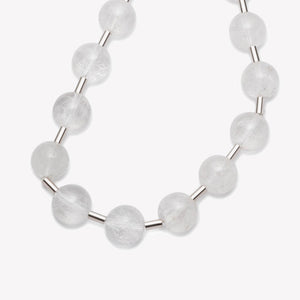 BEADED BALL CHAIN NECKLACE - QUARTZ