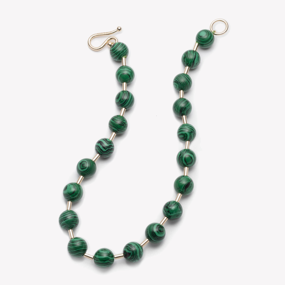 BEADED BALL CHAIN NECKLACE - MALACHITE