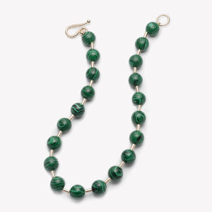 BEADED BALL CHAIN NECKLACE - MALACHITE