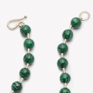 BEADED BALL CHAIN NECKLACE - MALACHITE