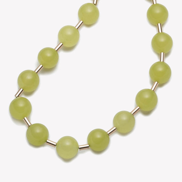 BEADED BALL CHAIN NECKLACE - JADE