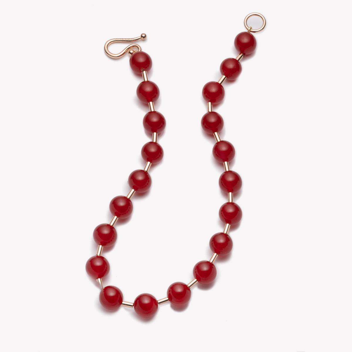 BEADED BALL CHAIN NECKLACE - CARNELIAN