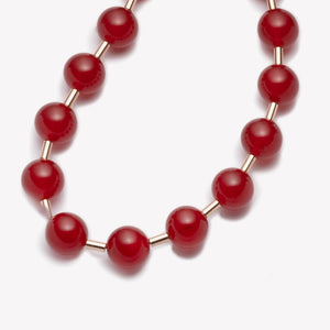 BEADED BALL CHAIN NECKLACE - CARNELIAN