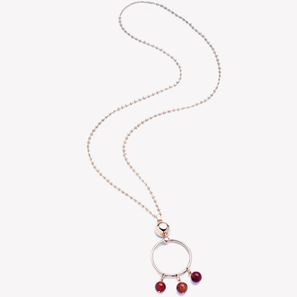 BEADED BARBELL PENDANT - CARNELIAN