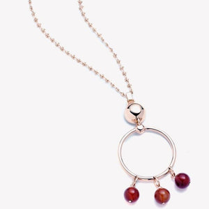 BEADED BARBELL PENDANT - CARNELIAN