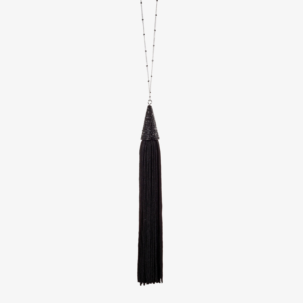 PAVÉ SILK TASSEL NECKLACE