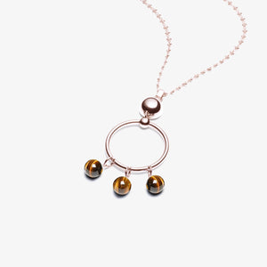 BEADED BARBELL PENDANT - TIGER EYE