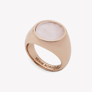 INLAID SIGNET RING - ROSE QUARTZ