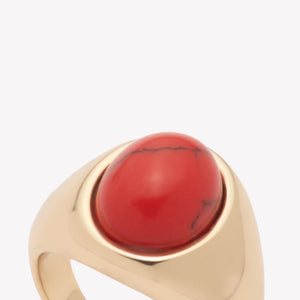 INLAID CABOCHON SIGNET RING - RED AGATE