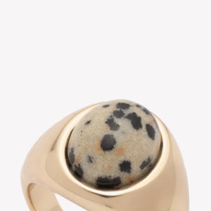 INLAID CABOCHON SIGNET RING - DALMATIAN JASPER