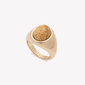 INLAID CABOCHON SIGNET RING - JASPER