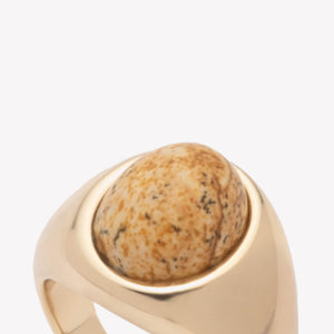 INLAID CABOCHON SIGNET RING - JASPER