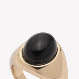 INLAID CABOCHON SIGNET RING - ONYX