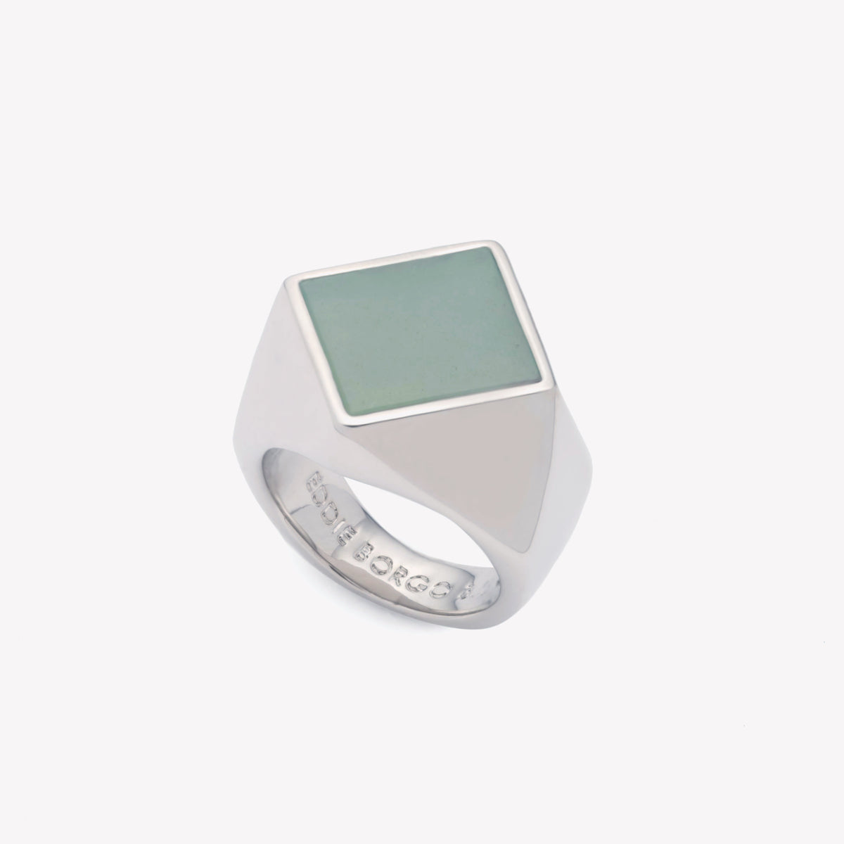 INLAID SQUARE SIGNET RING - AMAZONITE