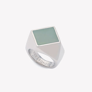 INLAID SQUARE SIGNET RING - AMAZONITE