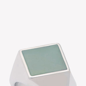 INLAID SQUARE SIGNET RING - AMAZONITE