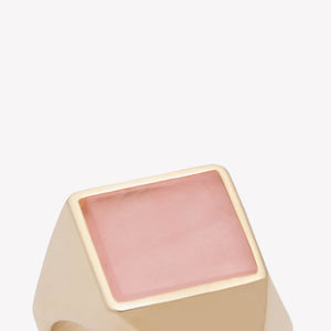 INLAID SQUARE SIGNET RING - RHODONITE