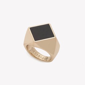 INLAID SQUARE SIGNET RING - ONYX