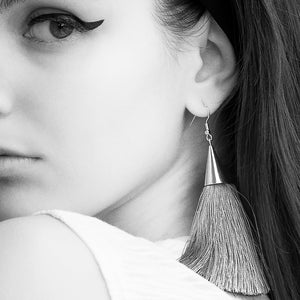 SMALL SILK TASSEL EARRINGS