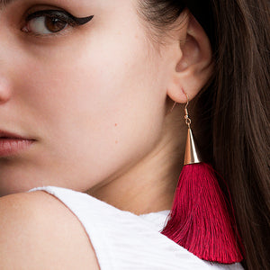 SMALL SILK TASSEL EARRINGS