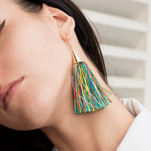 SMALL SILK TASSEL EARRINGS