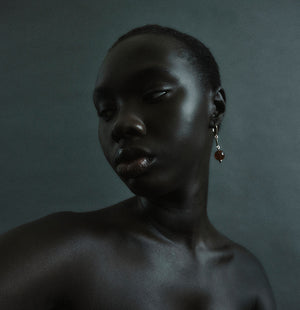 BEADED SPHERE DROP EARRINGS - CARNELIAN