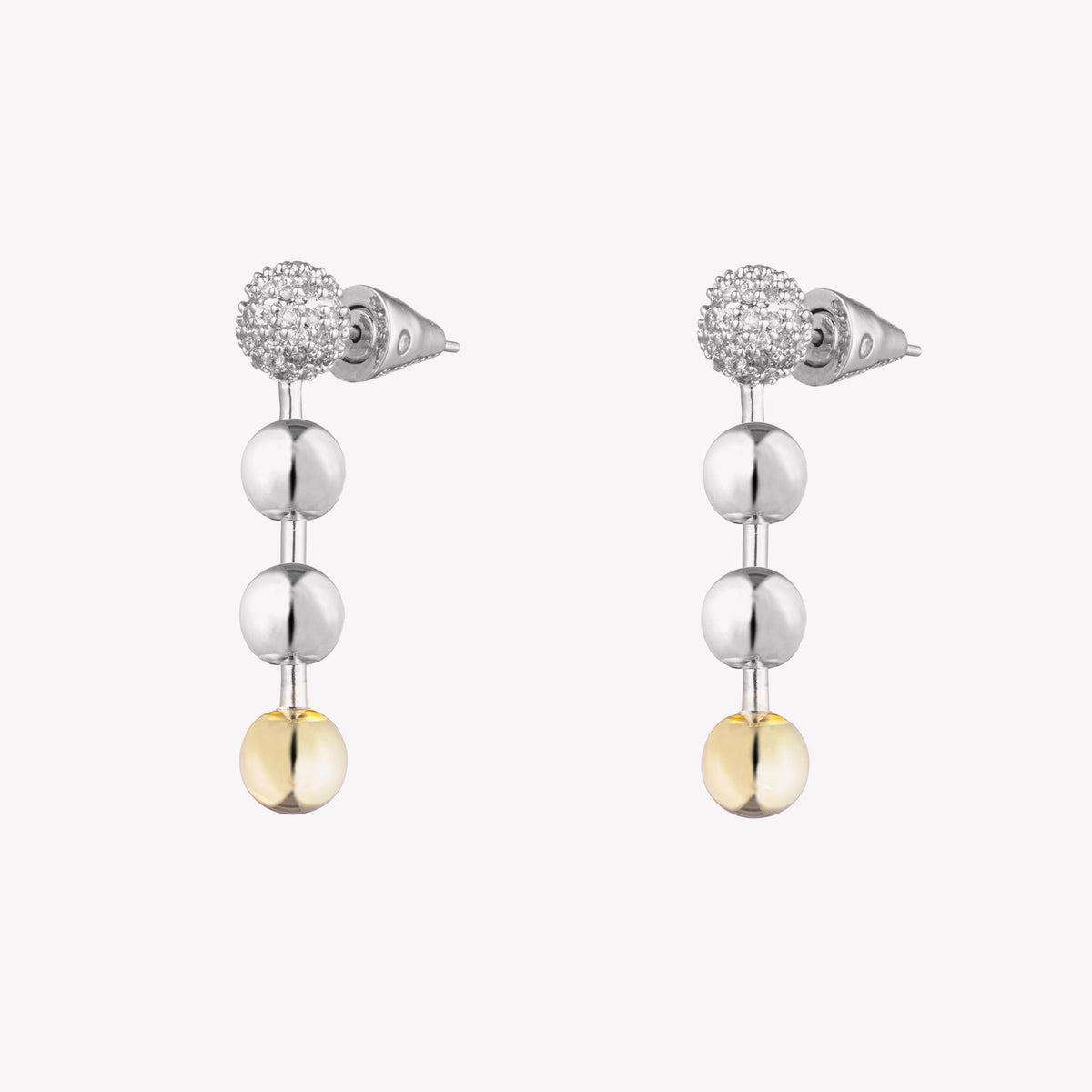 BALL CHAIN DROP EARRINGS | TWO TONE