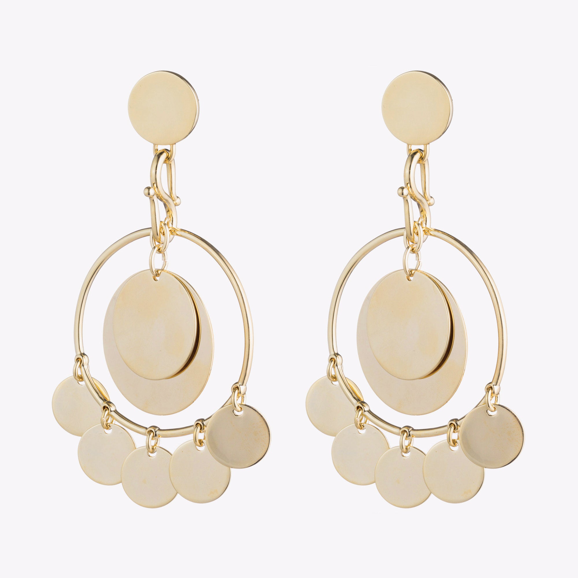 Lady Luck 18k Gold Plated Coin Dangle Statement Earrings - 18k Gold Plated  / ONE SIZE | Gold statement earrings, 18k gold, Gold earrings