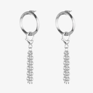 O-RING TASSEL EARRINGS SILVER