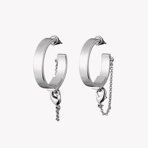 SAFETY CHAIN HOOP EARRINGS