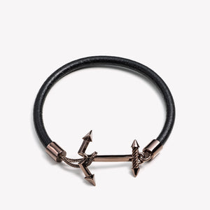 MENS LEATHER ANCHOR BRACELET